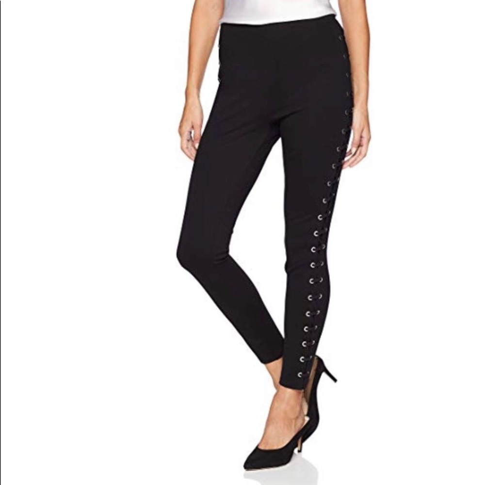 LYSSÉ Grommet Whipstitch Lace Leggings Black XL